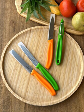 Rossev Sebze Bıçağı - Soyacak Seti 4'lü Turuncu - Yeşil 
