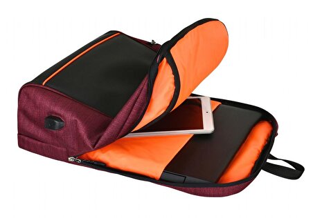WDL Bag Kırmızı Üç Bölmeli Laptop Tablet Notebook Sırt Çantası (Gizli Cepli Valiz Askı Aparatlı)