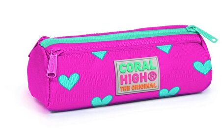 Coral High Pembe Kalp Desenli Okul Sırt Çantası ve Kalemlik Seti - Kız Çocuk