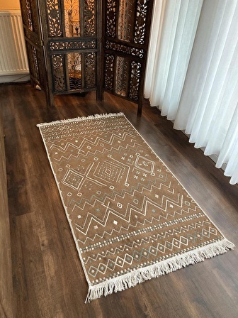 Homiano Yıkanabilir Çift Taraflı Dokuma Kilim Bahar 05 Bej 120*180