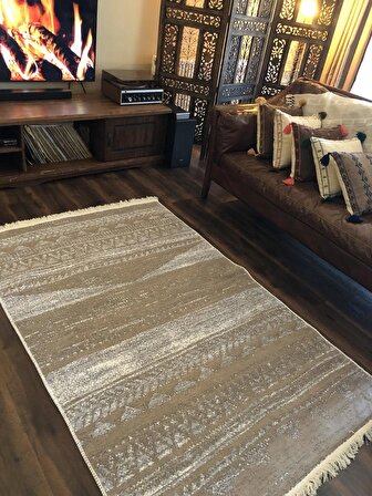 Homiano Yıkanabilir Çift Taraflı Dokuma Kilim Bahar 06 Vizon 160*230