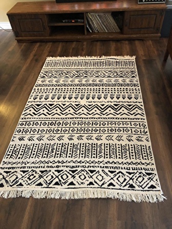 Homiano Yıkanabilir Çift Taraflı Dokuma Kilim Bahar 03 Siyah 80*150