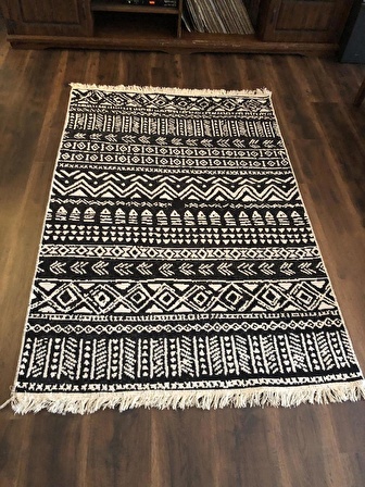 Homiano Yıkanabilir Çift Taraflı Dokuma Kilim Bahar 03 Siyah 80*150