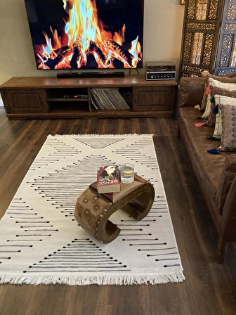 Homiano Yıkanabilir Çift Taraflı Dokuma Kilim Bahar 15 Siyah 160*230