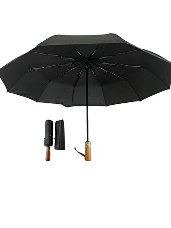 Yüksek Kaliteli Ahşap Saplı Şemsiye Otomatik Rüzgarda Kırılmaz Şemsiye