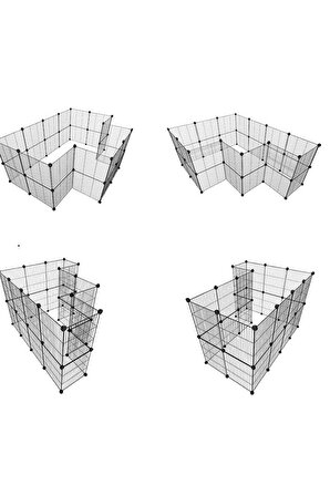 24 Panel Küçük Hayvan Kedi Köpek Kuş Evi Kafesi Oyun Parkı Portatif Modüler Taşınabilir Metal Tel