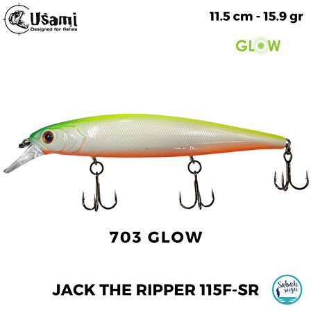 Usami Jack The Ripper 115F-SR 15.9gr Maket Balık #703 Glow