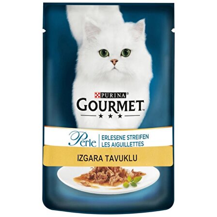 Gourmet perle ızgara tavuklu yaş kedi maması konserve 85gr 26adet kedi pouch