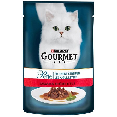 Gourmet perle ızgara sığır yaş kedi maması konserve 85gr 26adet kedi pouch