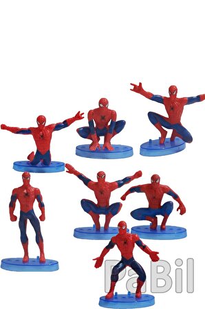 Spiderman - Örümcek Adam 5-7 cm 7 Li Tam Set Oyuncak Figür Pasta Süsü