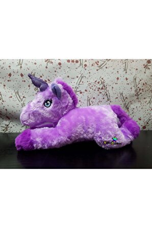 Sevimli Mor Peluş Pony Unicorn Oyuncak At Yerli Üretim 35 cm Hediye