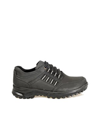 Kyatto Siyah Şerit Bağcıklı Kalın Taban Yağlı Deri Erkek Ayakkabı