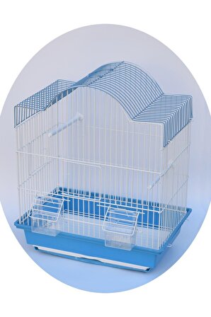 Mavi Kuş Kafesi Tonoz Çatı 45x40 cm Çekmeceli Aksesuar Hediyeli