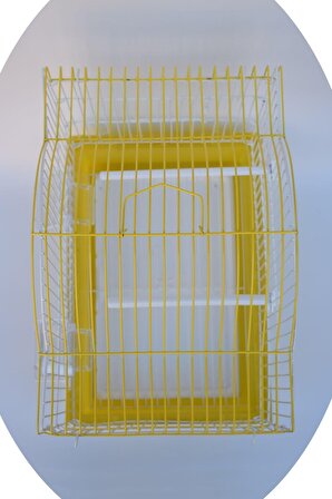 Sarı Kuş Kafesi Tonoz Çatı 45x40 cm Çekmeceli Aksesuar Hediyeli
