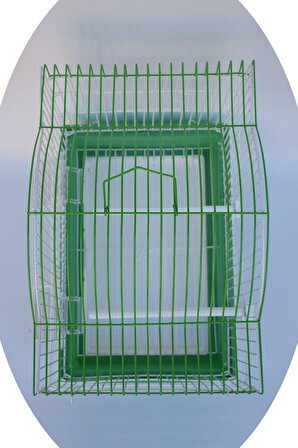 Yeşil Kuş Kafesi Tonoz Çatı 45x40 cm Çekmeceli Aksesuar Hediyeli