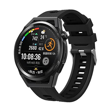 Megafox Huawei Watch GT Runner 46mm Uyumlu 22mm Çift Renkli Spor Silikon Soft Yüzey Premium Bileklik