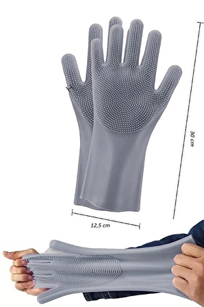 Silikon Sihirli Bulaşık Eldiveni Tencere Yıkama Ovma Tırtıklı Kaymaz Fırın Magic Gloves Eldiveni