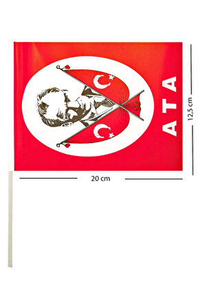 Küçük Boy Çıtalı Bayrak Atatürk ve Türk Bayraklı Çıtalı Bayrak - 50 Adet