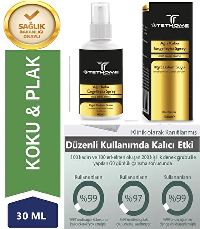 Ağız kokusu önleyici sprey Alkolsüz Ağız Bakım Suyu formül 30ml