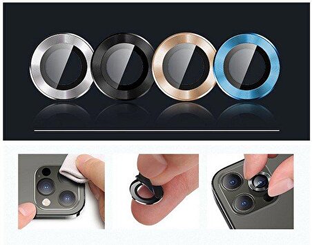 USAMS İphone 12 Pro Max 3D Metal Çerçeveli Kamera Lens Koruyucu