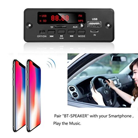 Sonreyon 12 volt FM Decoder Bluetooth USB TF kart  FM Radio MP3 Player