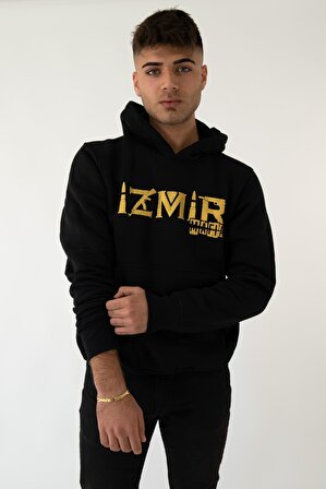 İZMİR MAFIA Kapşonlu Siyah Unisex Sweatshirt Hoodie Polar - SMALL