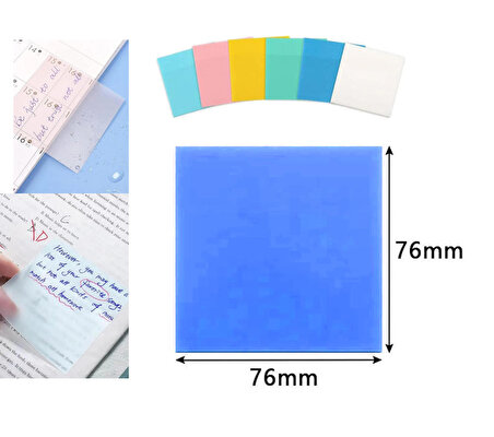 Şeffaf posit yapışkanlı not kağıdı pos it -Mavi