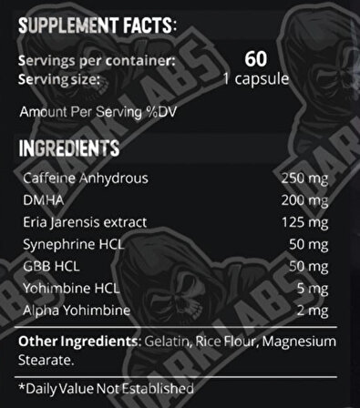 Dark Labs Adrenaline Yohimbine Caffeine - 60 Caps - Energy Pill Europe