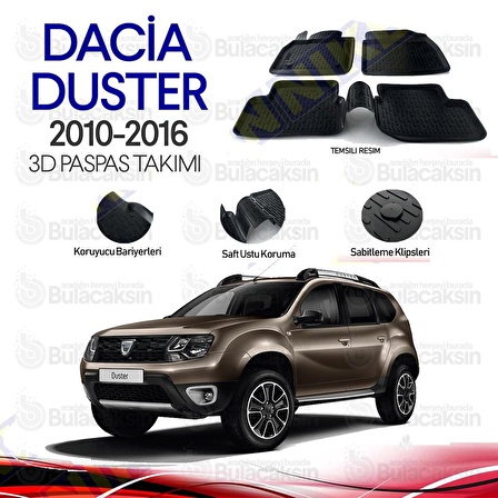 Dacia Duster 2010 - 2016 3D Havuzlu Oto Paspas Takımı