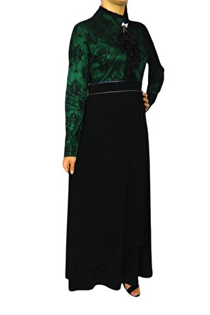 Kadın Yeşil Vivendi Fırfırlı Hakim Yaka Elbise WW8244