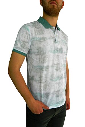 Erkek Polo Yaka Dijital Baskılı Tişört Bgl-st01051