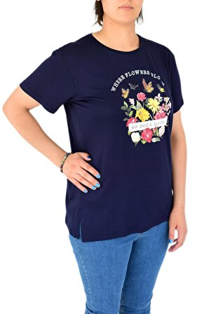 Kadın Çiçek Baskılı Tişört BGL-ST01973