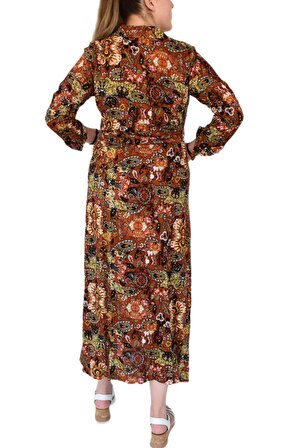 Kadın Etnik Desen Büyük Beden Elbise BGL-ST02099