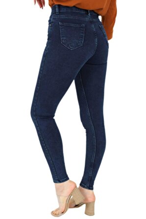 Kadın Büyük Beden Yüksek Bel Jeans Dar Paça Pantolon BGL-ST02113