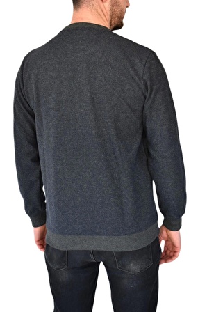 Erkek Büyük Beden Sıfır Yaka Sweatshirt 2245-BTL BGL-ST02357