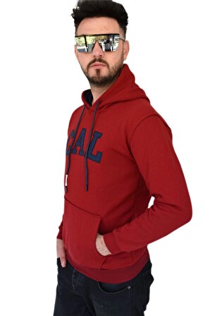 Erkek Bordo Kapüşonlu Sweatshirt Cal BGL-ST02361