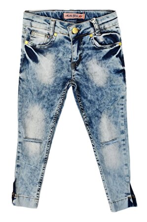 Kız Çocuk Yırtık Mavi Kot Pantolon 151-405
