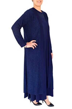 Kadın Simli Abiye Elbise 2 Li Tunikli  9181 BGL-ST02658