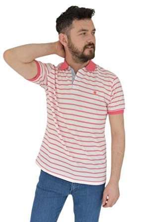 Erkek Çizgili Polo Yaka Tişört Waffle BGL-ST02790