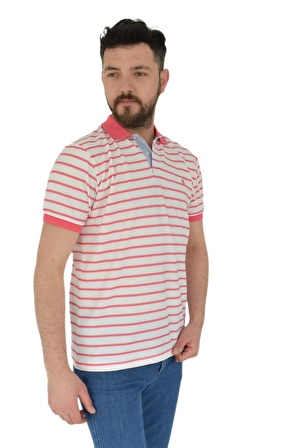 Erkek Çizgili Polo Yaka Tişört Waffle BGL-ST02790