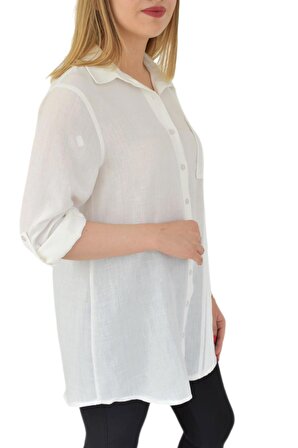 Kadın Ayrobin Omuzdan Pileli Gömlek A10325 BGL-ST02894