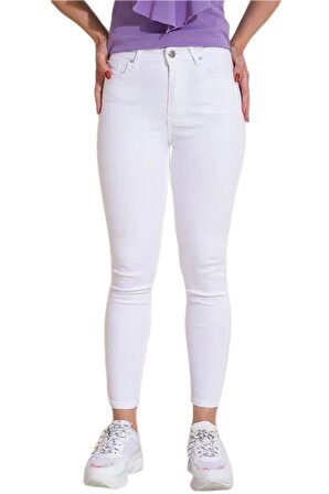 Kadın Beyaz Kot Pantolon PB213 BGL-ST02898