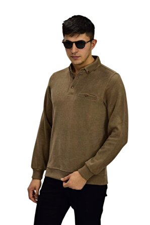Erkek Polo Yaka Cepli Sweatshirt R6590 BGL-ST03195