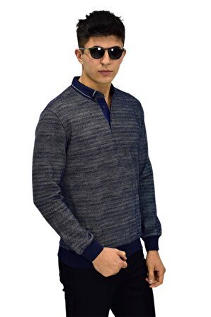 Erkek Polo Yaka Sweatshirt R2252 BGL-ST03199