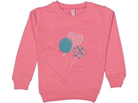 Kız Çocuk Mevsimlik Kalp Balon Nakışlı Sweatshirt BGL-ST03641