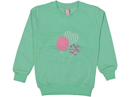 Kız Çocuk Mevsimlik Kalp Balon Nakışlı Sweatshirt BGL-ST03641
