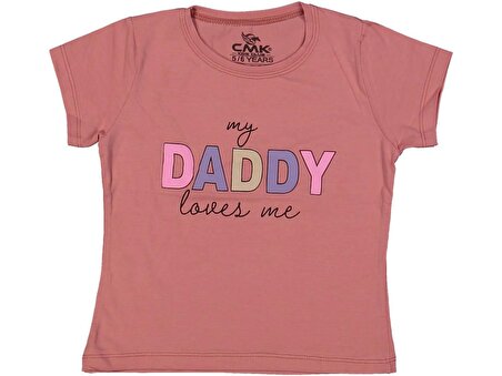 Kız Çocuk Daddy Baskılı Tişört BGL-ST03661