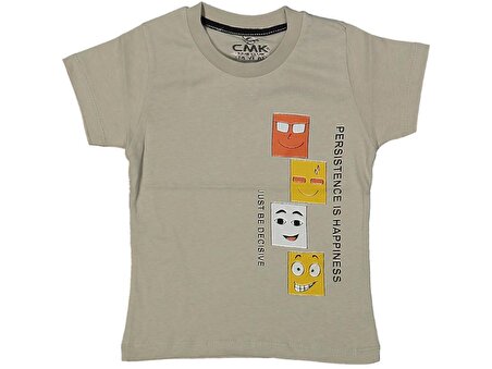 Erkek Çocuk Emoji Baskılı Tişört BGL-ST03684