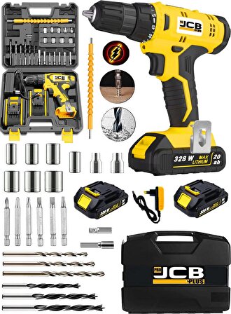 Projcb Plus Germany Perstoch 45 Kademe Yüksek Tork 328 W Çelik Şanzuman Çift Akülü Şarjlı Matkap + Set