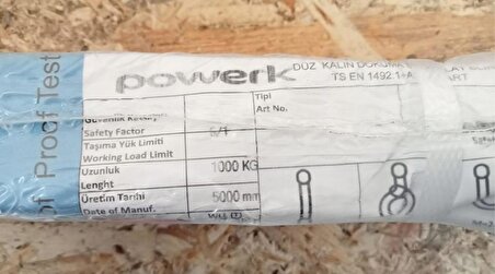 Powerk Polyester Düz Sapan 1 Ton 5 Metre 6/1 (Mor)